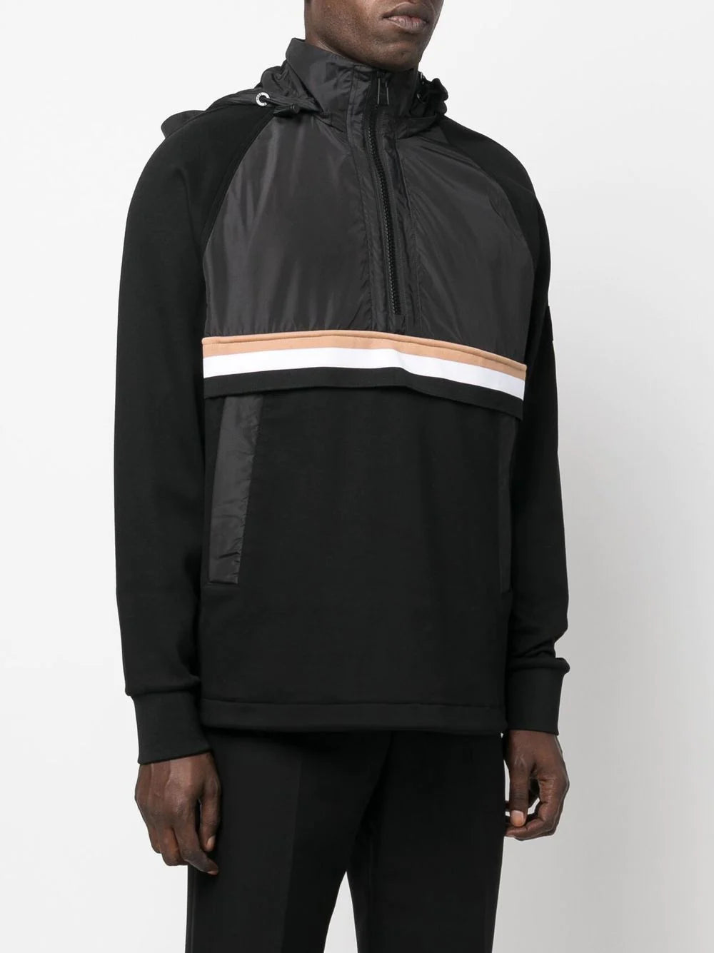 BOSS Logo-patch Detail Hooded Jacket Black - MAISONDEFASHION.COM