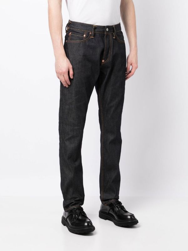 EVISU Low-rise Slim-cut Jeans Indigo - MAISONDEFASHION.COM