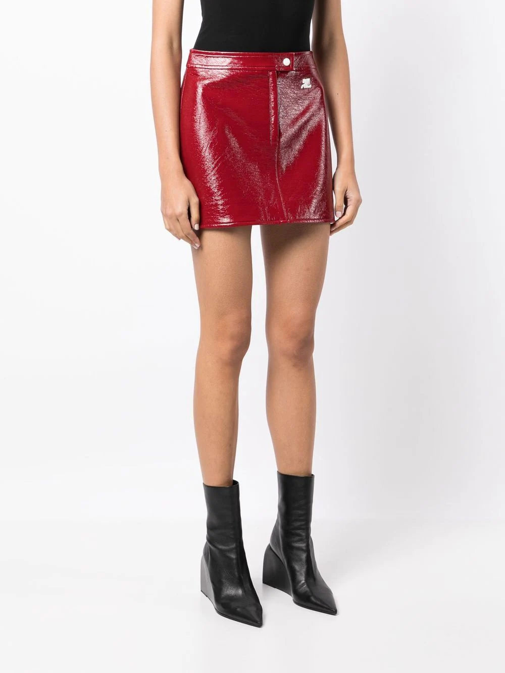 COURREGES WOMEN Vinyl Skirt Red - MAISONDEFASHION.COM