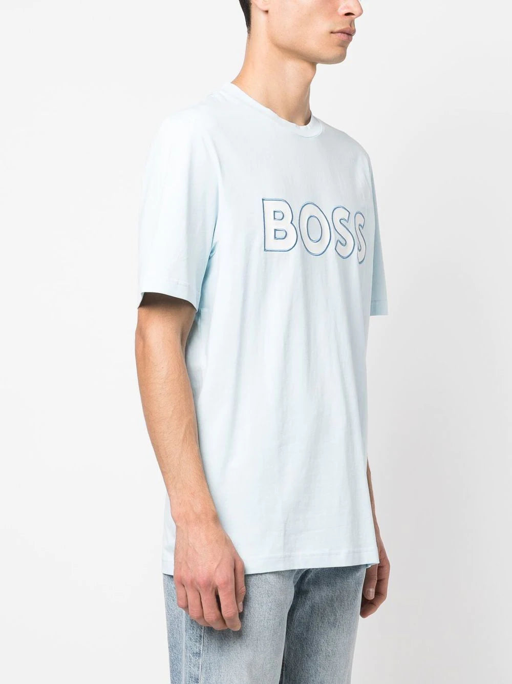 BOSS Telogox Logo-print T-shirt Open Blue - MAISONDEFASHION.COM