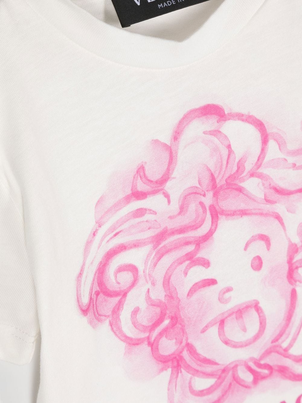 VERSACE BABY Logo-print Cotton T-shirt White/Pink - MAISONDEFASHION.COM