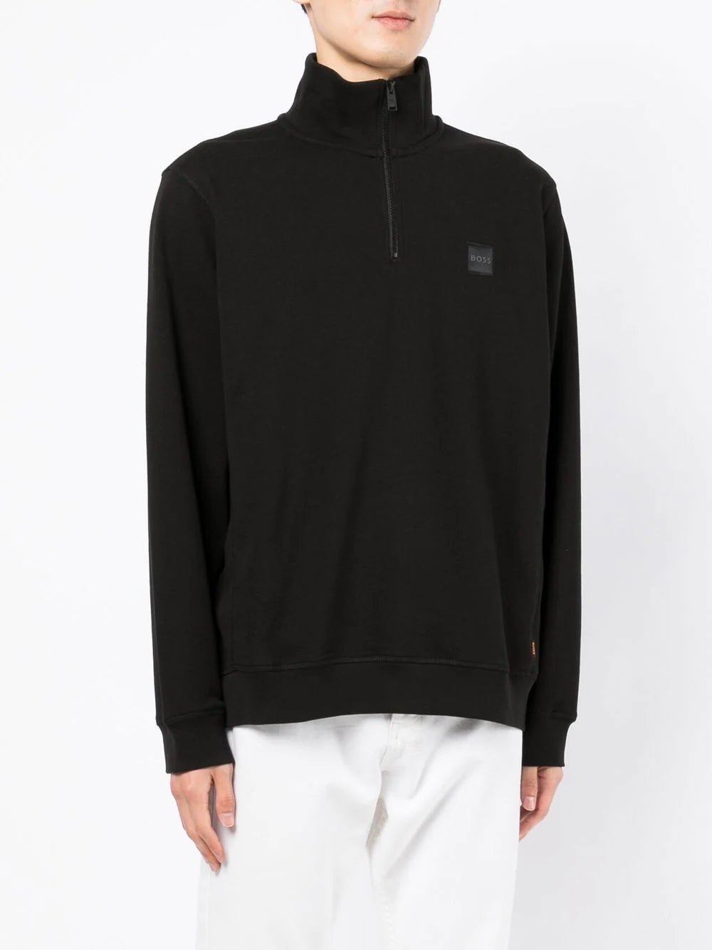 BOSS High-neck Half-zip Sweatshirt Black - MAISONDEFASHION.COM