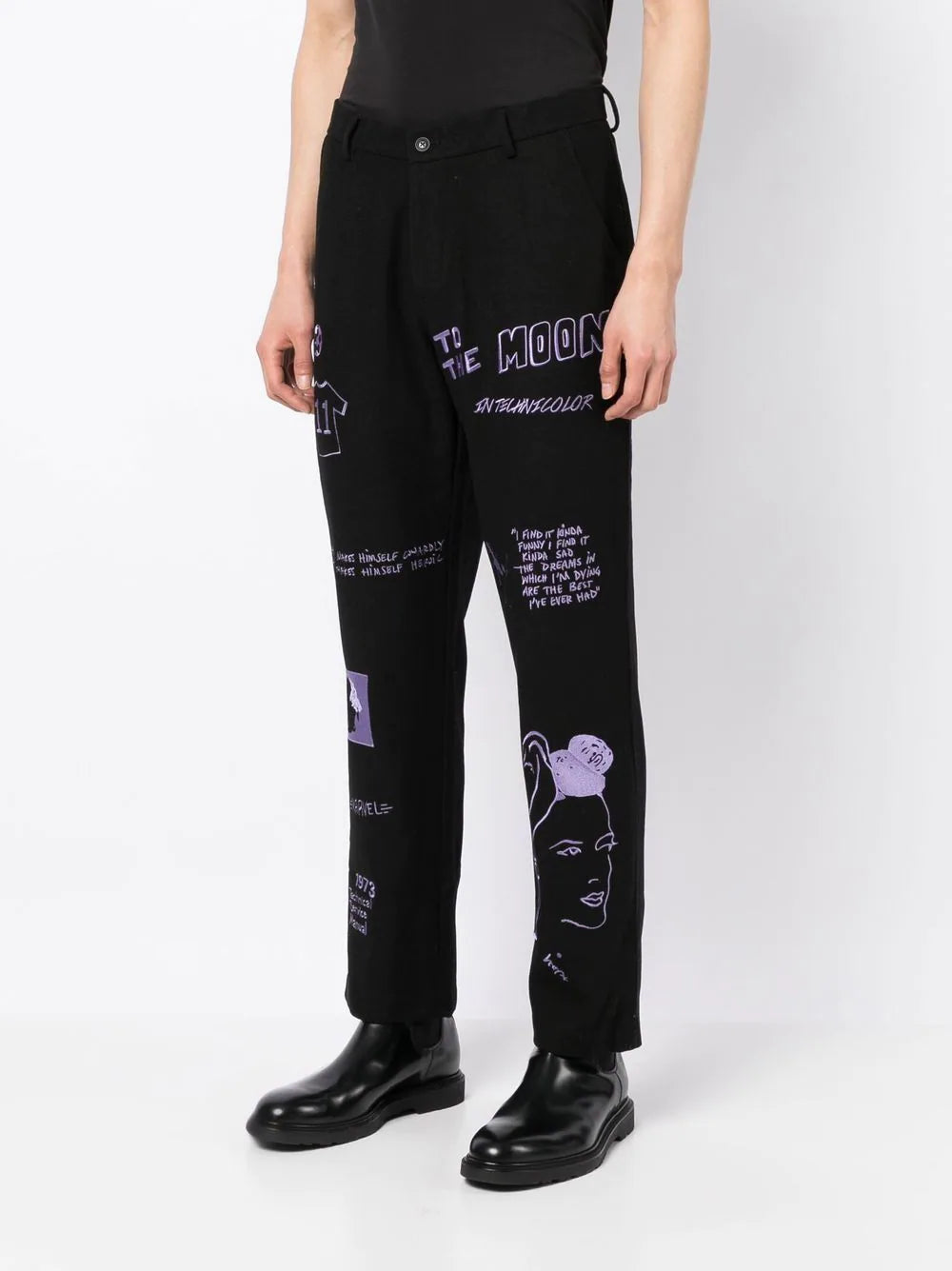 KIDSUPER Embroidery Suit Trousers Black - MAISONDEFASHION.COM