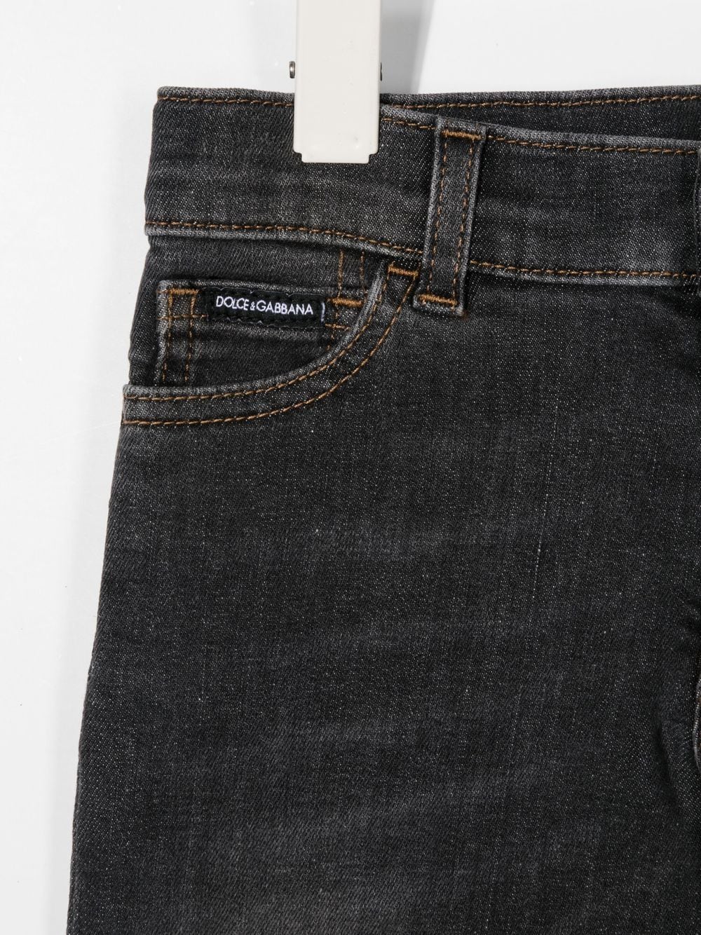 DOLCE & GABBANA KIDS Logo-patch Straight-leg Jeans Dark Grey - MAISONDEFASHION.COM