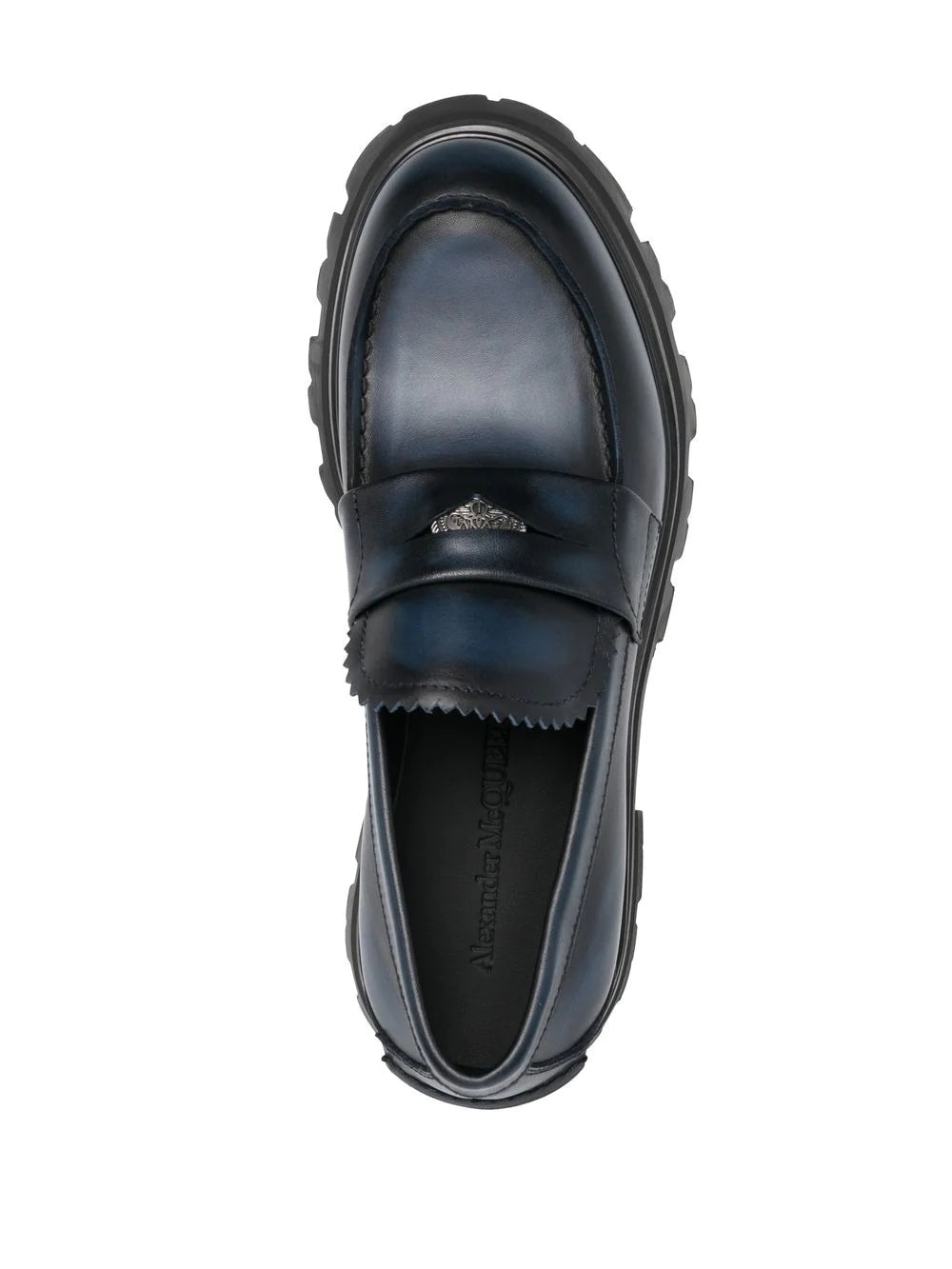 ALEXANDER MCQUEEN Ridged Swirl-design Leather Loafers Black - MAISONDEFASHION.COM