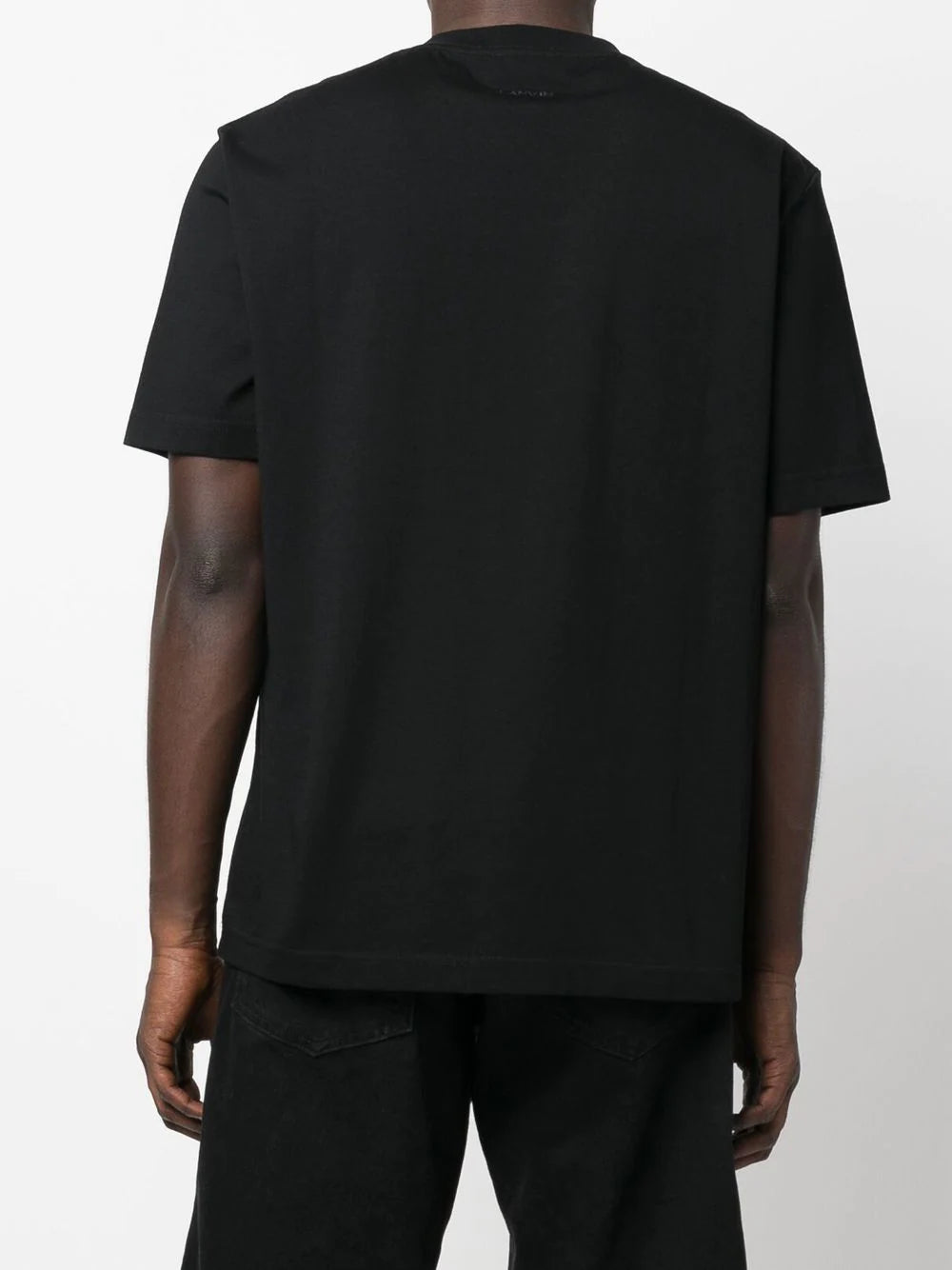 LANVIN Logo-embroidered T-shirt Black - MAISONDEFASHION.COM