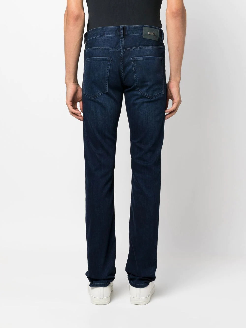 BOSS Logo-patch Skinny-cut Jeans Navy - MAISONDEFASHION.COM