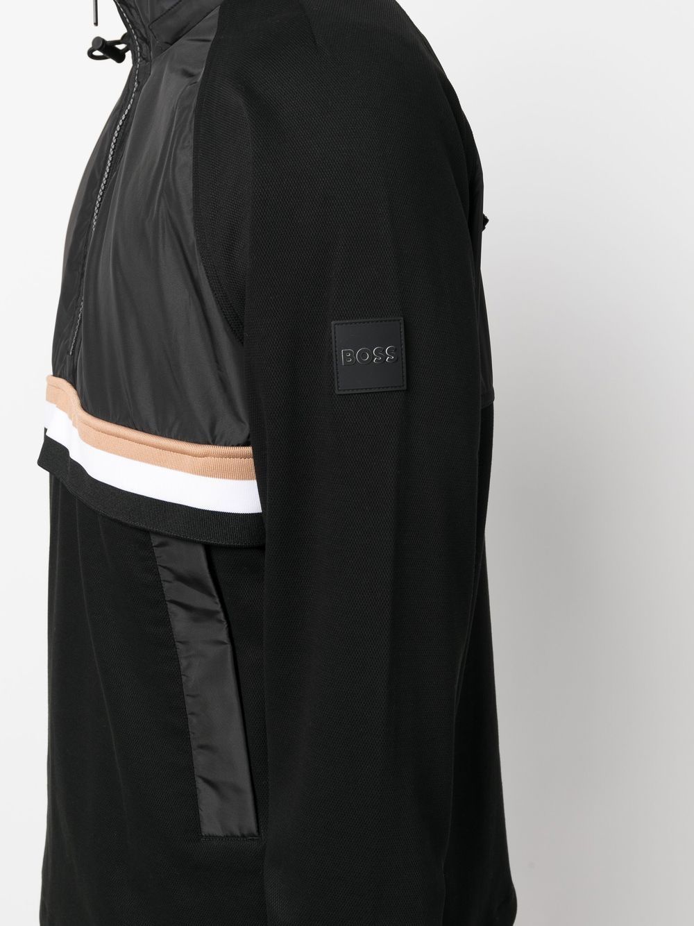 BOSS Logo-patch Detail Hooded Jacket Black - MAISONDEFASHION.COM