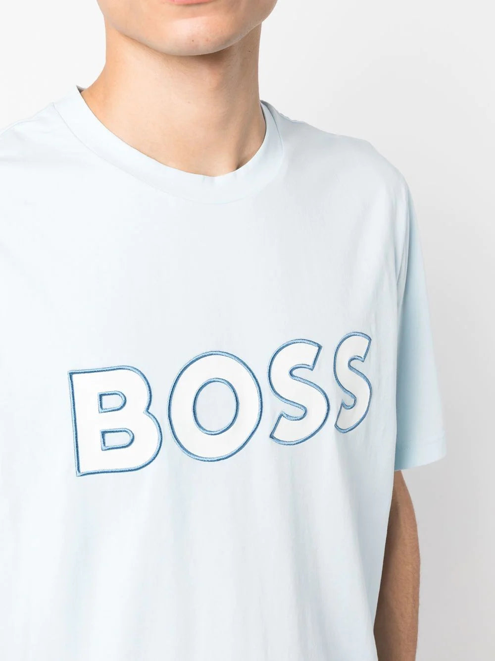 BOSS Telogox Logo-print T-shirt Open Blue - MAISONDEFASHION.COM