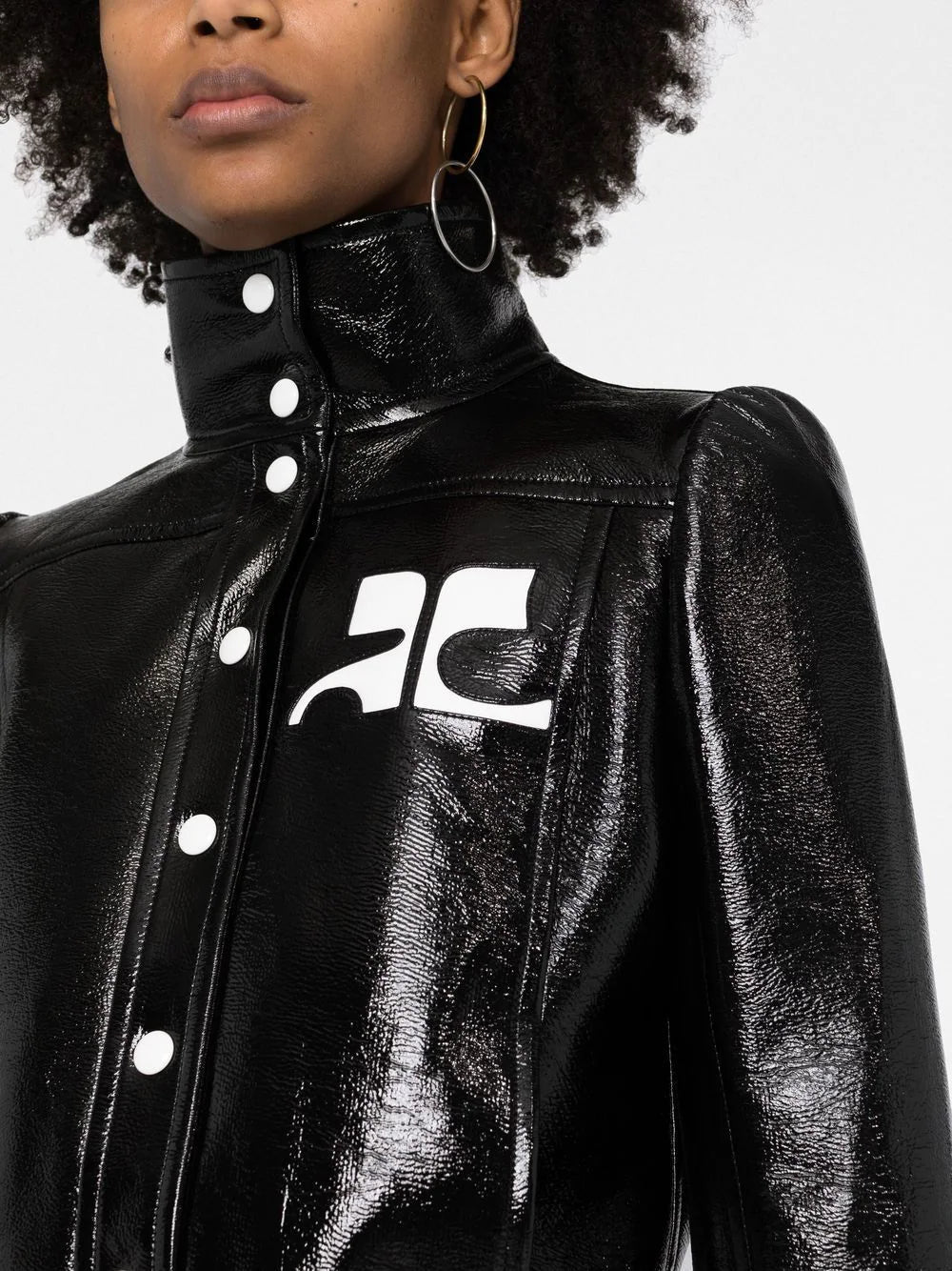 COURRÉGES WOMEN Vinyl Reedition Jacket Black - MAISONDEFASHION.COM