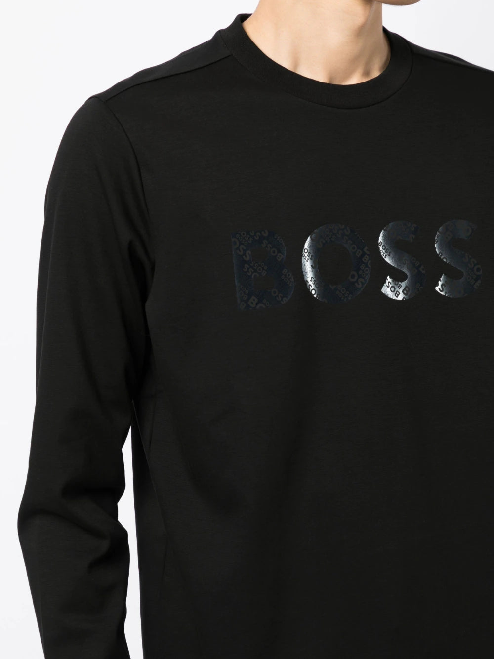 BOSS Cotton Sweatshirt Black - MAISONDEFASHION.COM