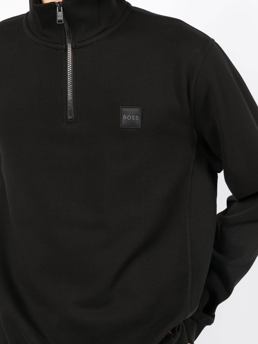 BOSS High-neck Half-zip Sweatshirt Black - MAISONDEFASHION.COM