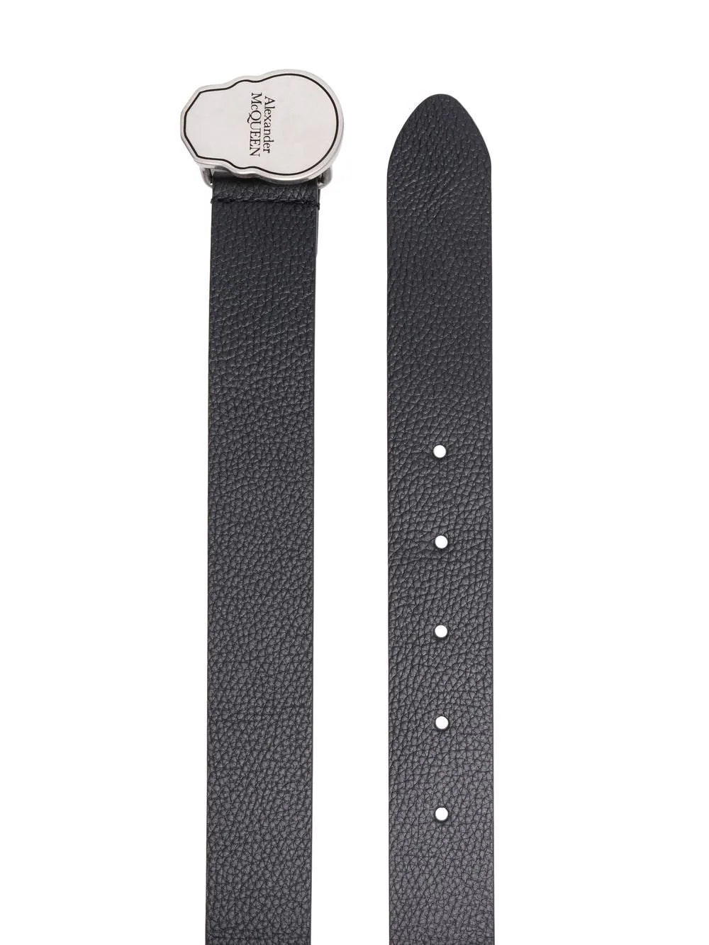 ALEXANDER MCQUEEN Skull Logo Engraved Belt Black - MAISONDEFASHION.COM