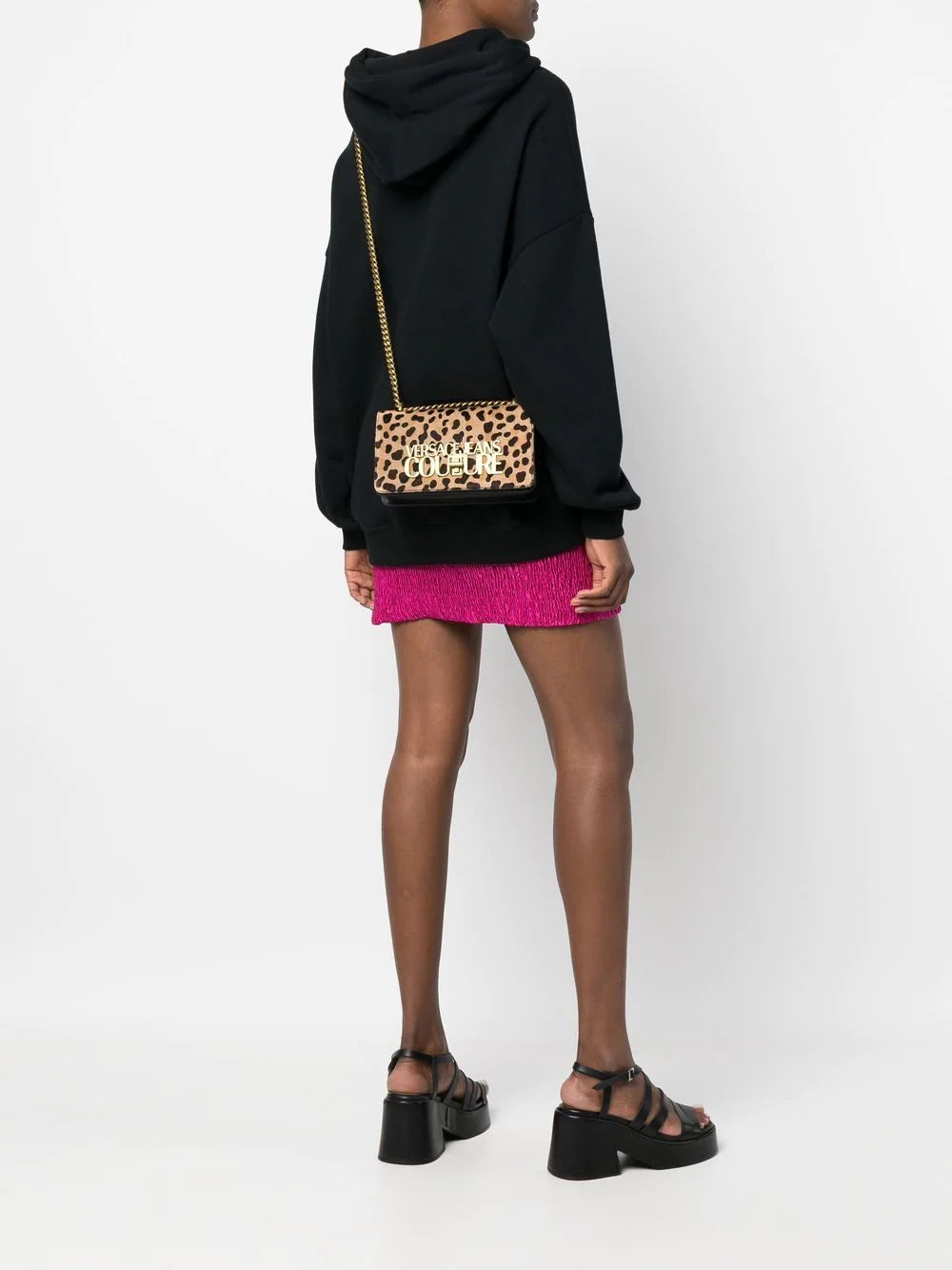 VERSACE WOMEN Leopard Print Logo Lock Crossbody Bag Multicolour - MAISONDEFASHION.COM