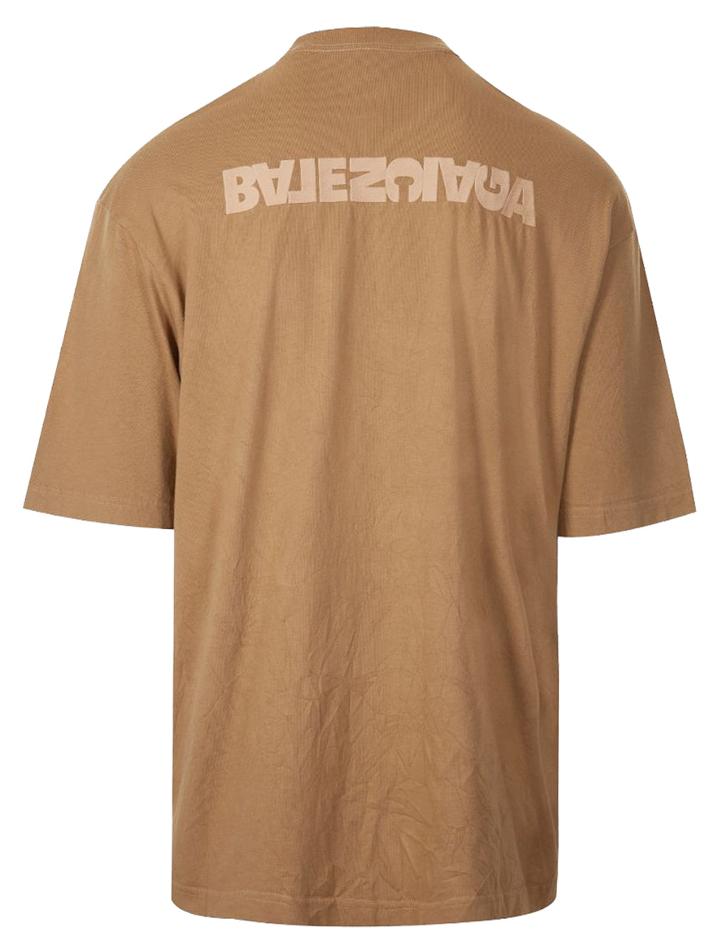 BALENCIAGA Turn Logo Creased T-Shirt Oat - MAISONDEFASHION.COM