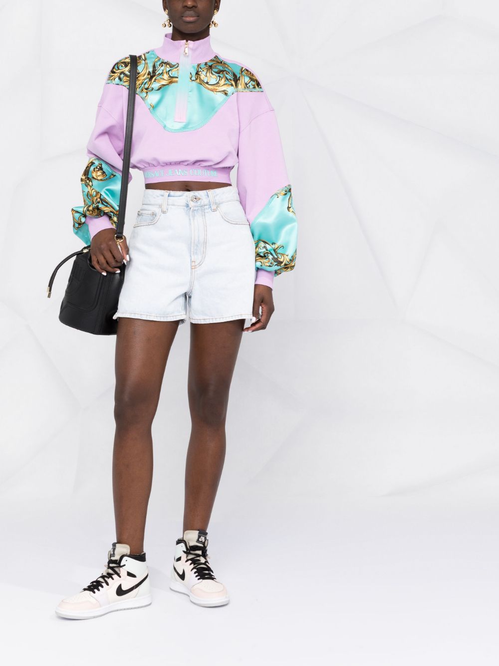 VERSACE WOMEN Garland Print Cropped Jacket - MAISONDEFASHION.COM