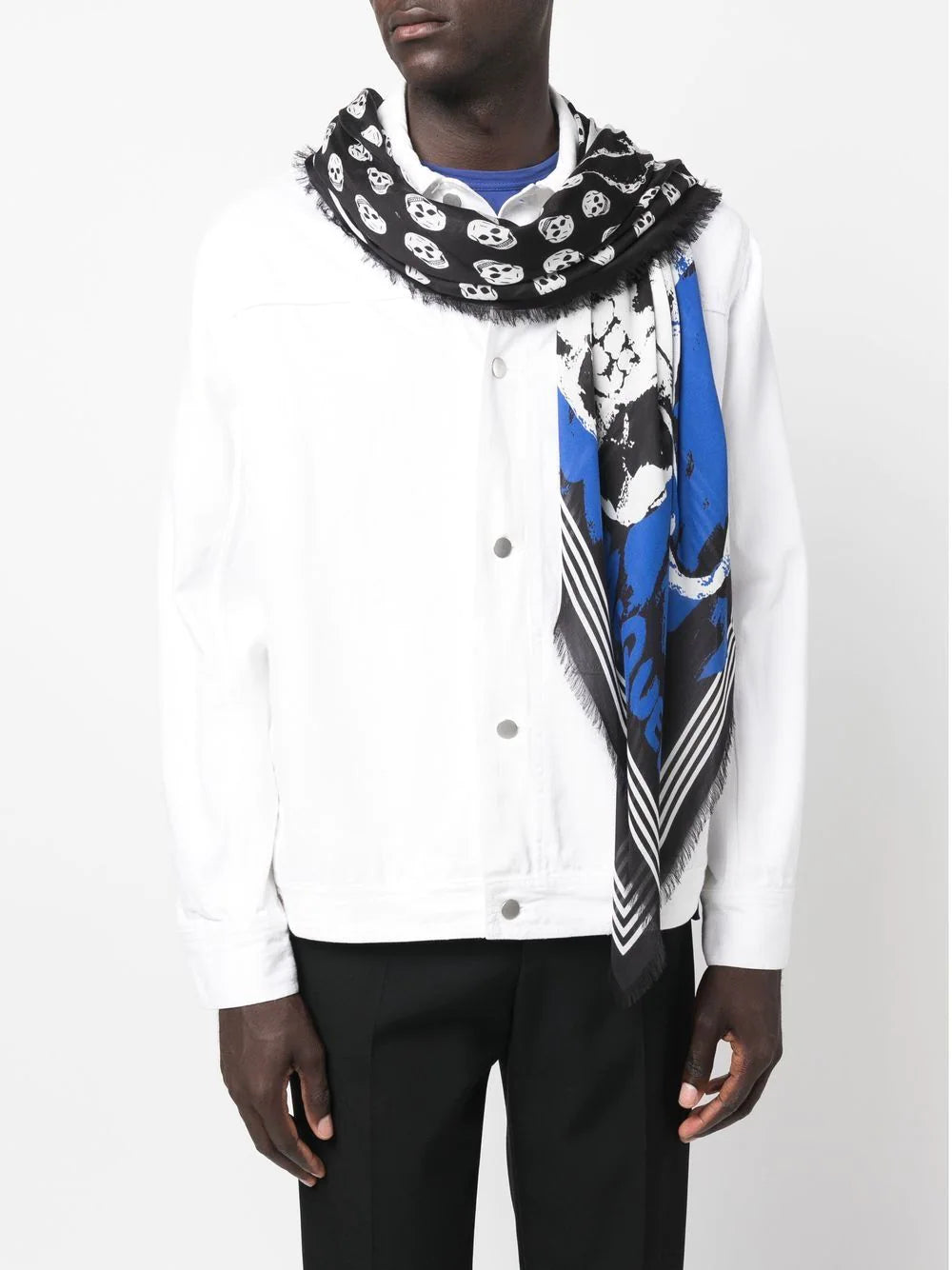 ALEXANDER MCQUEEN Skull-print Scarf Black/Multicolour - MAISONDEFASHION.COM