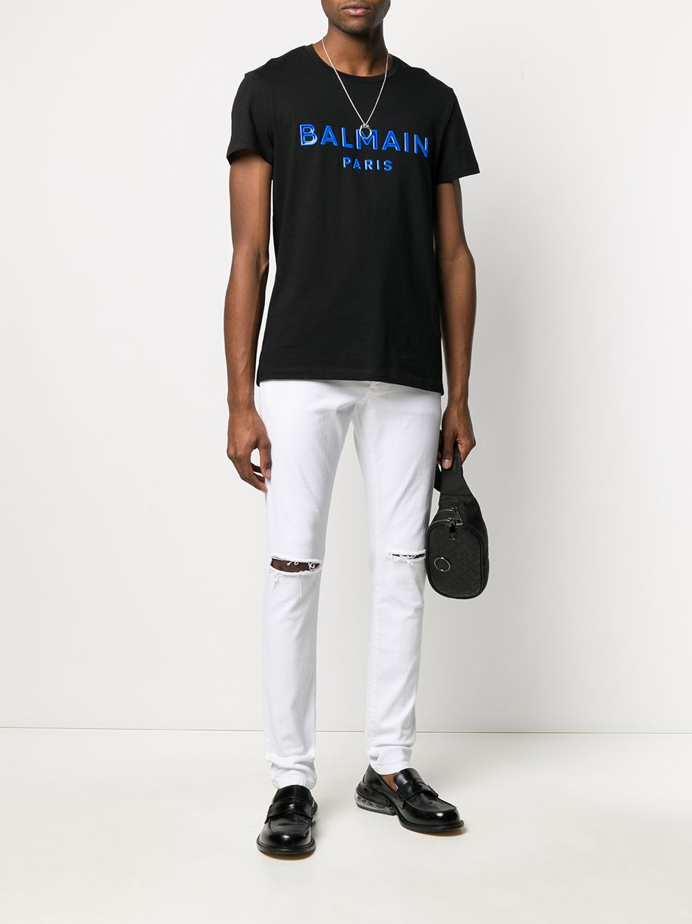 BALMAIN gel logo t-shirt black/blue - Maison De Fashion 