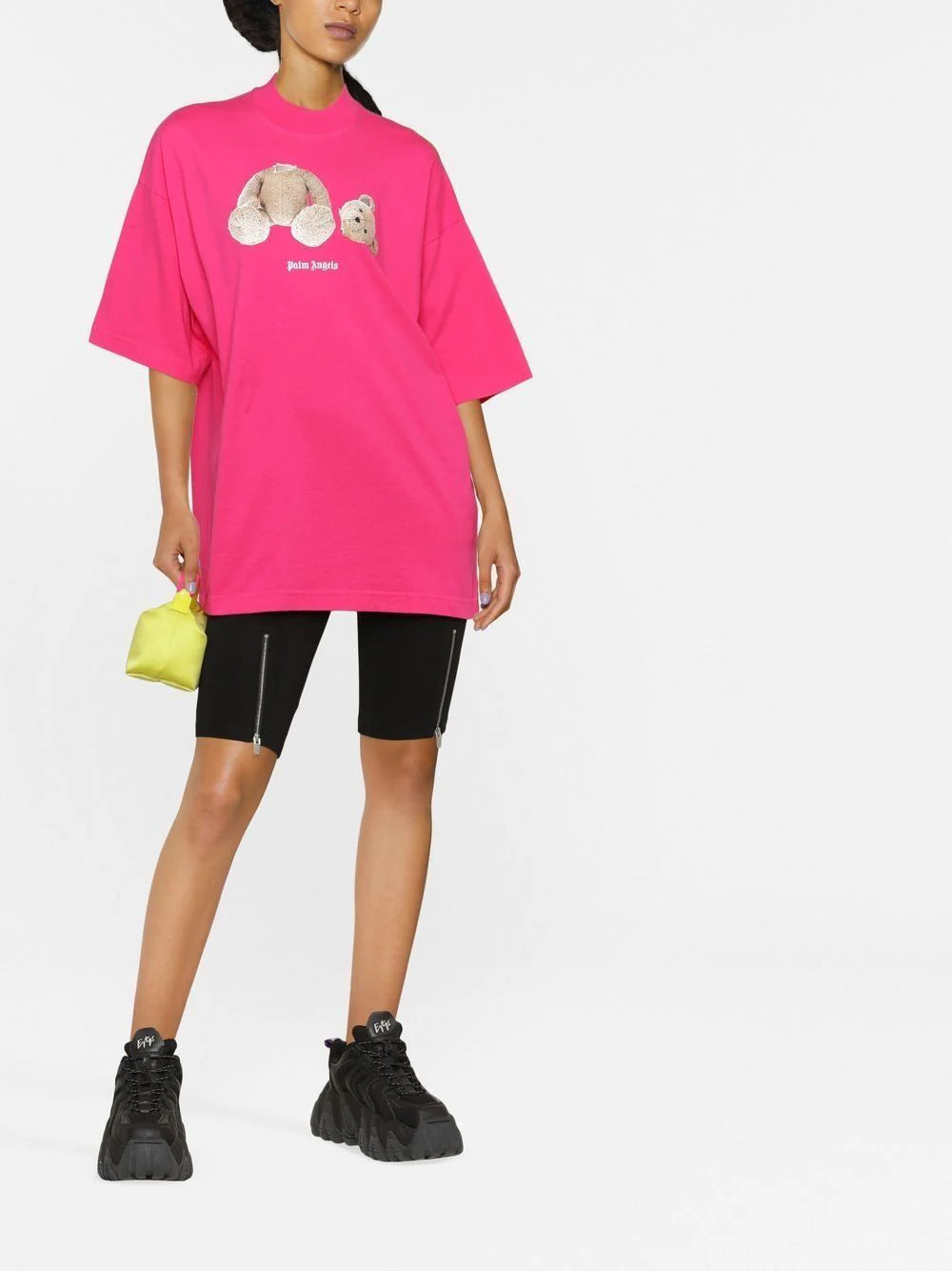 PALM ANGELS WOMEN Bear Loose Tee Pink/Brown - MAISONDEFASHION.COM