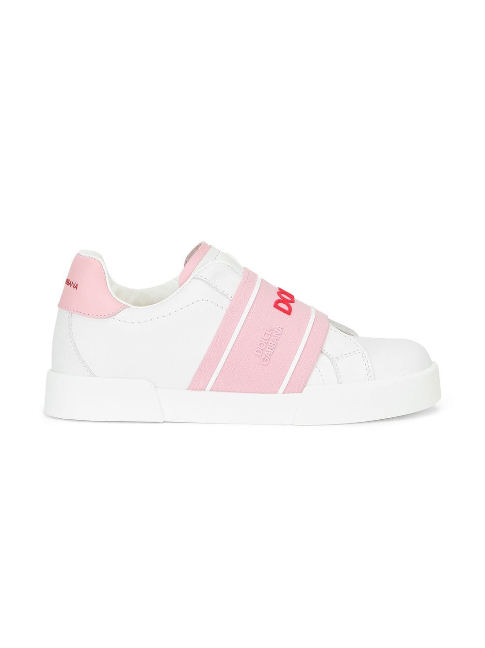 DOLCE GABBANA KIDS Touch strap sneakers White Pink MAISONDEFASHION.COM