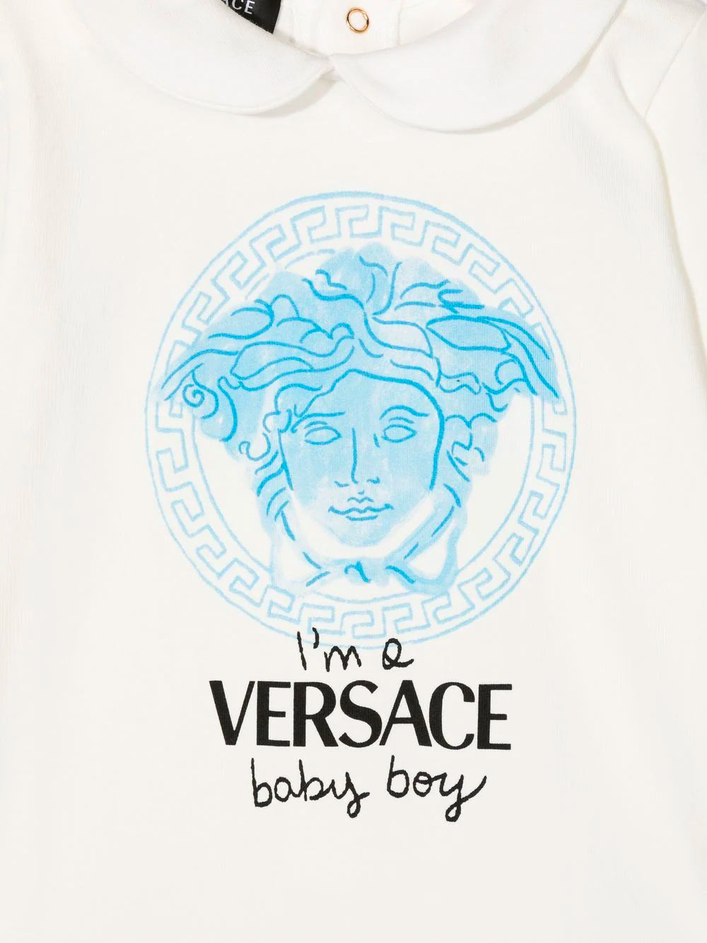 VERSACE KIDS Medusa Logo Bodysuit White/Blue - MAISONDEFASHION.COM