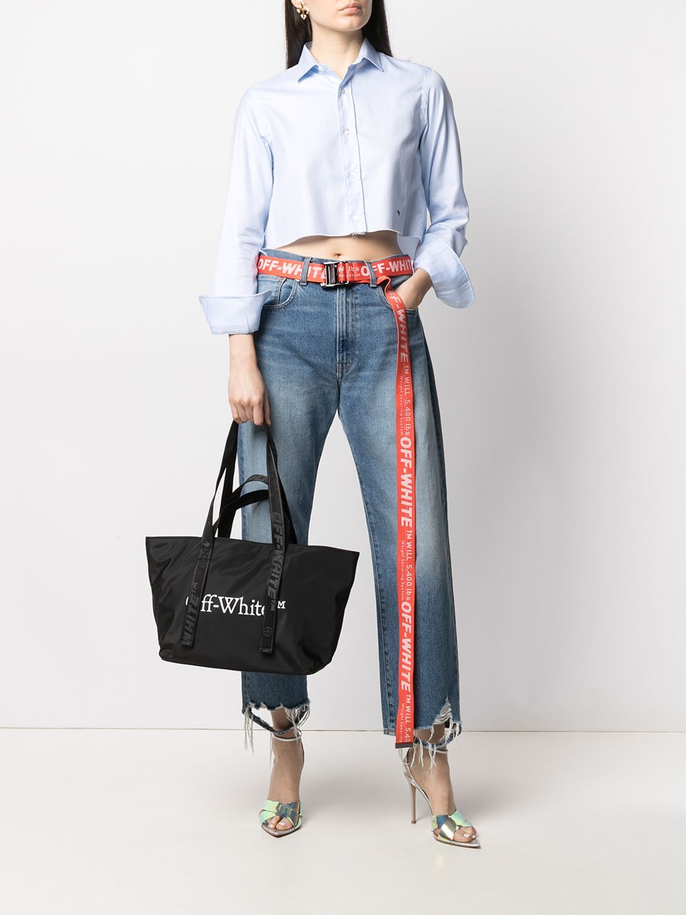 Off white small tote bag sale