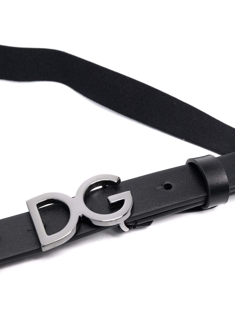 DOLCE & GABBANA KIDS Logo-plaque leather belt Black - MAISONDEFASHION.COM