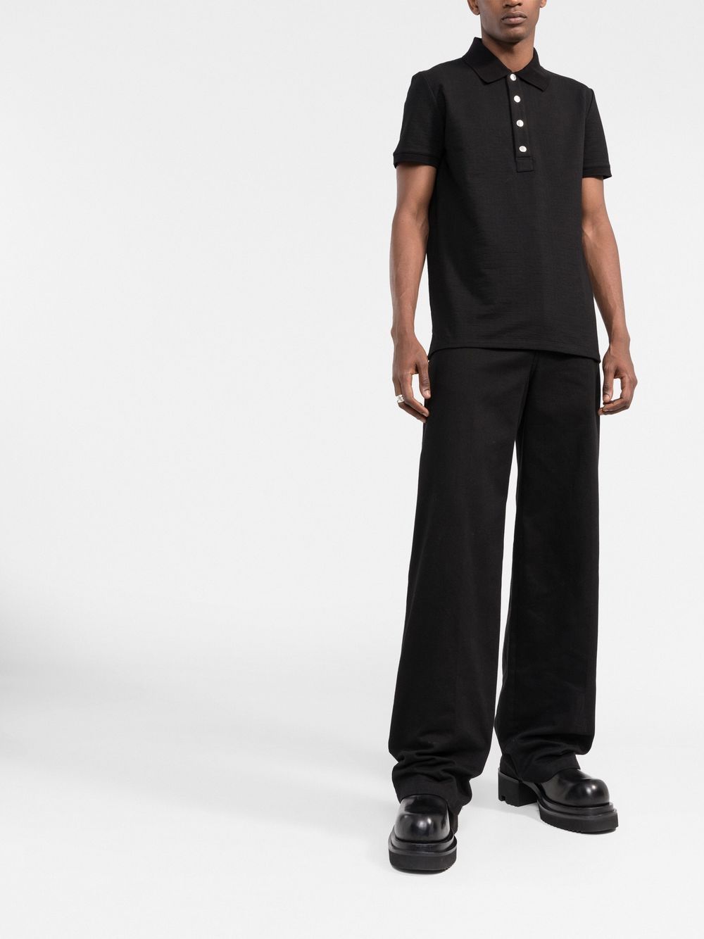 BALMAIN Monogram Pique Polo Shirt Black - MAISONDEFASHION.COM