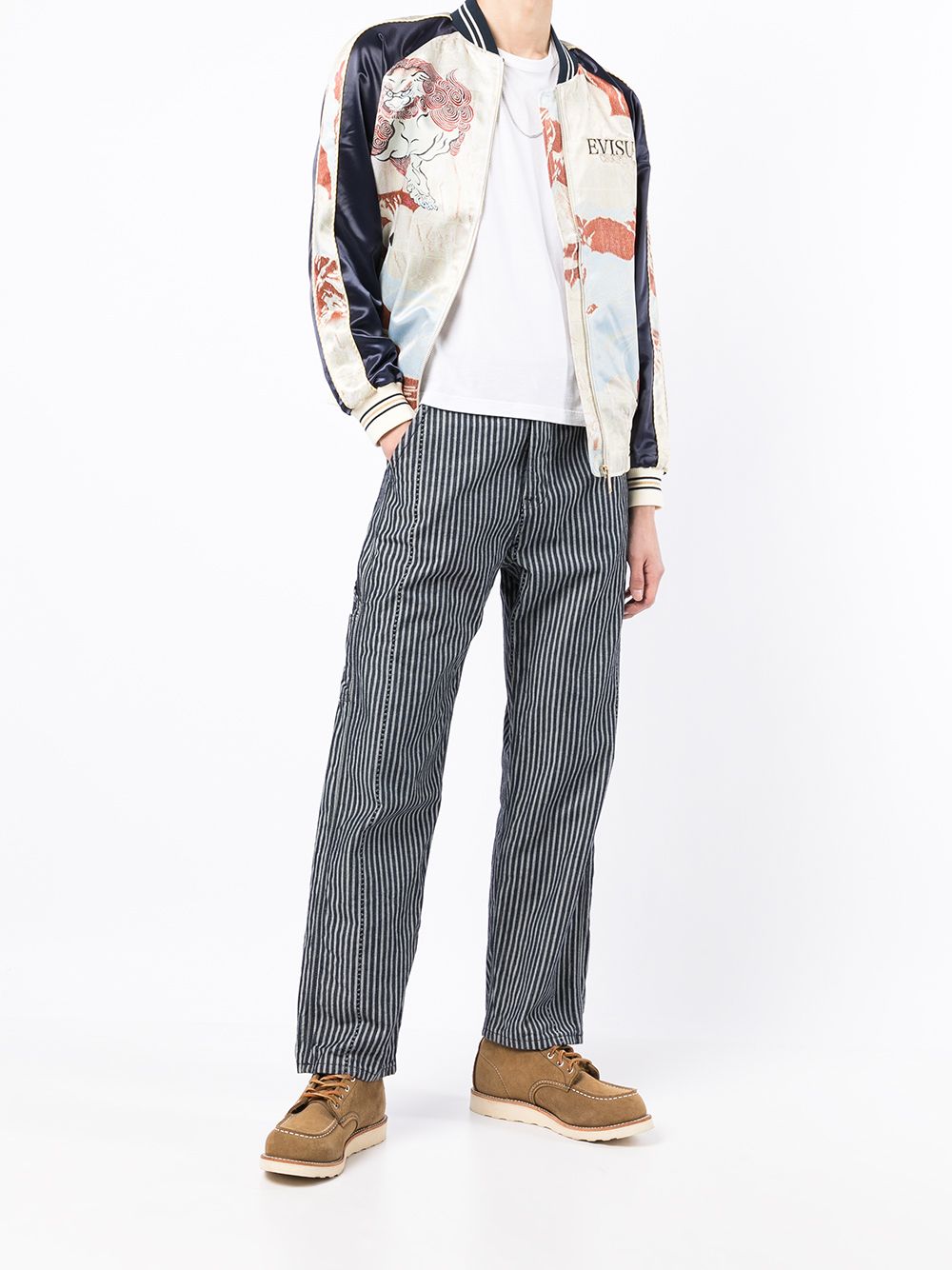 EVISU Graphic-print bomber jacket Cream - MAISONDEFASHION.COM