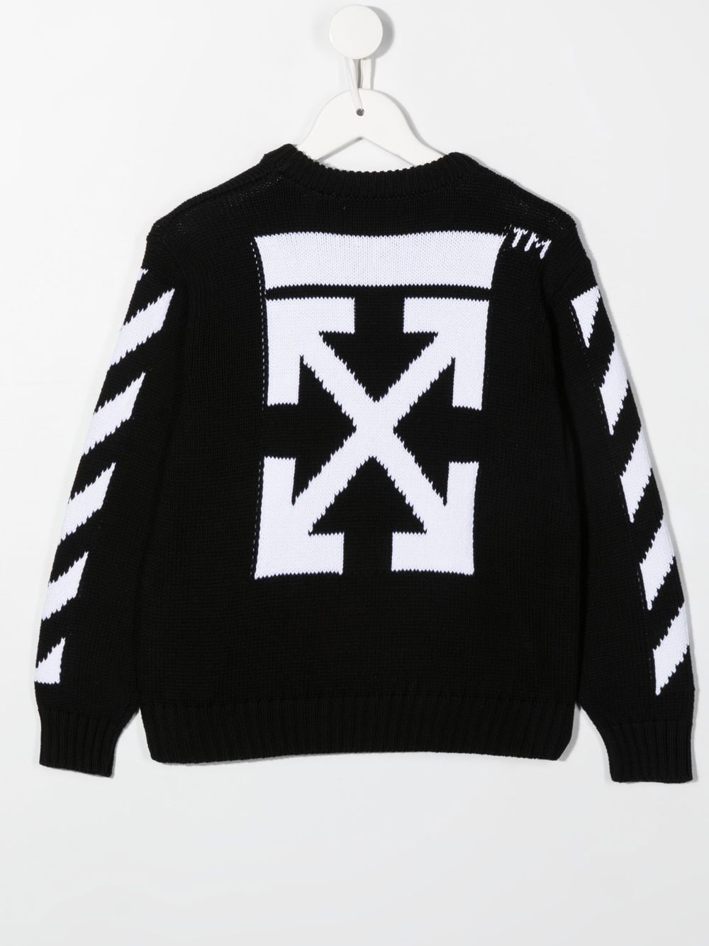 OFF-WHITE KIDS Rubber Arrow Knit Logo Sweatshirt Black/White - MAISONDEFASHION.COM