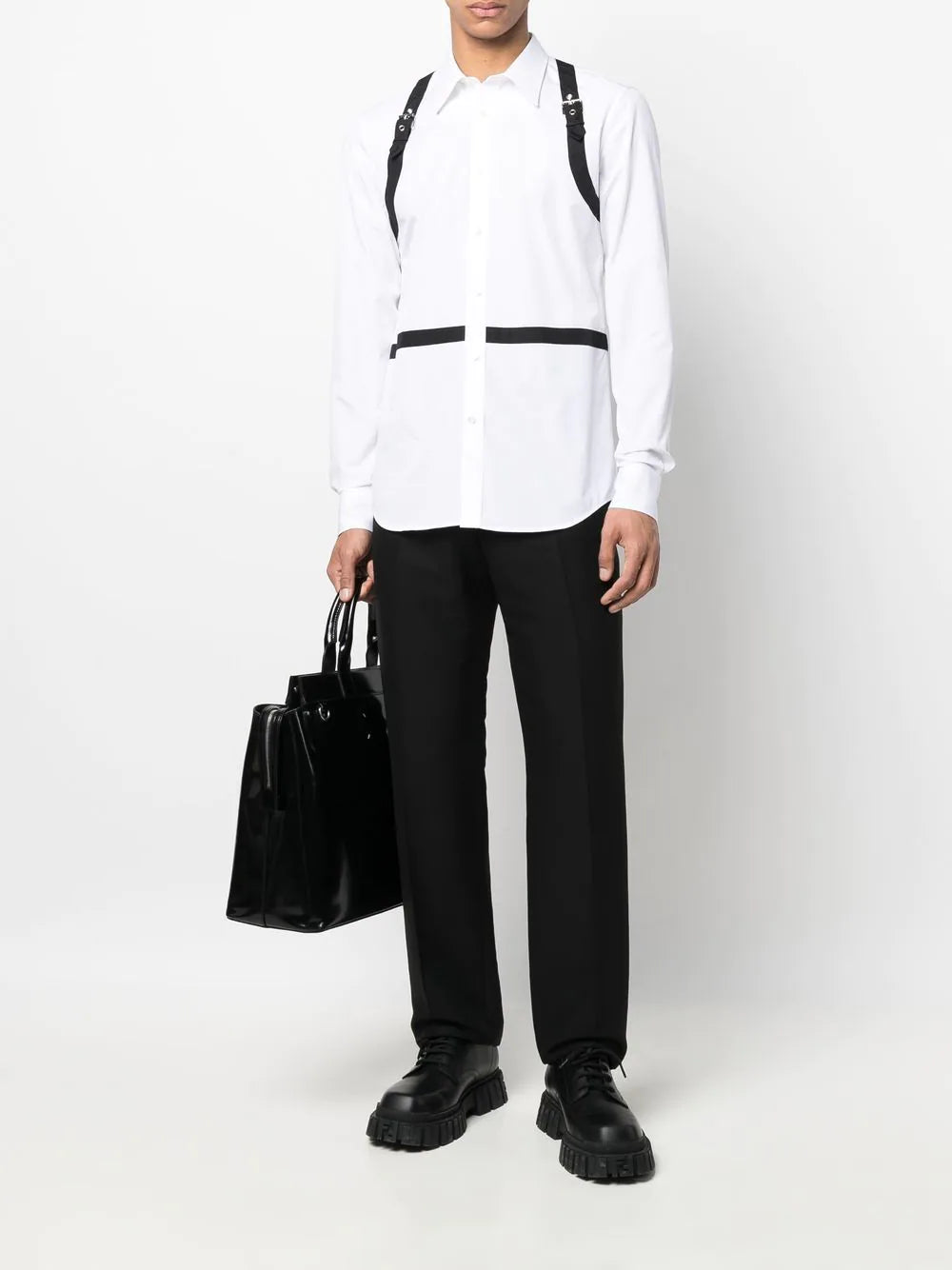 ALEXANDER MCQUEEN Full Harness Shirt White - MAISONDEFASHION.COM