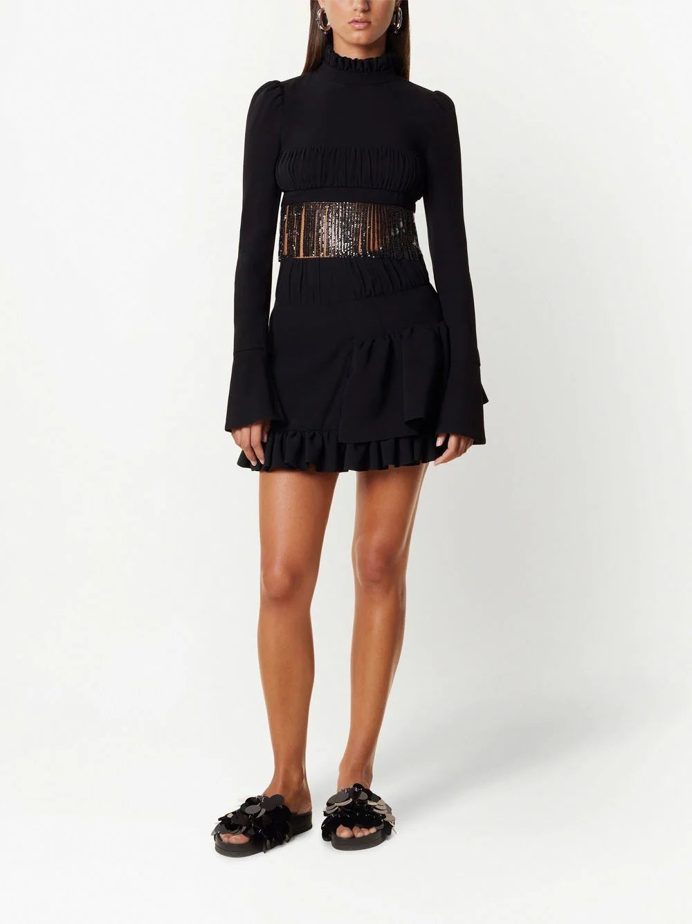 PACO RABANNE Jupe Mini Skirt Black - MAISONDEFASHION.COM