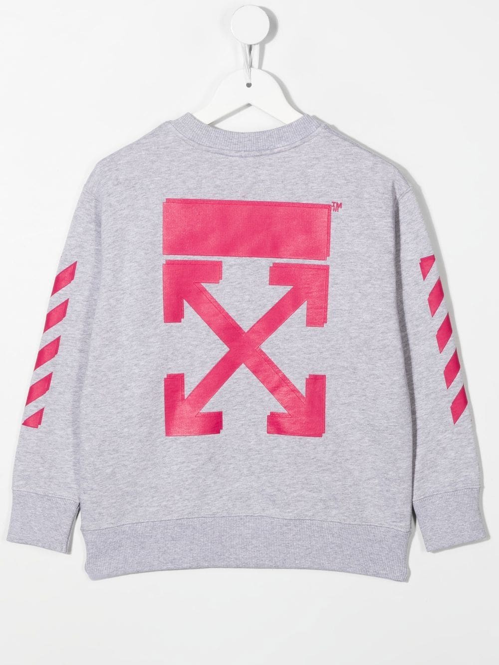 OFF-WHITE KIDS Rubber Arrow Logo Sweatshirt Grey/Pink - MAISONDEFASHION.COM