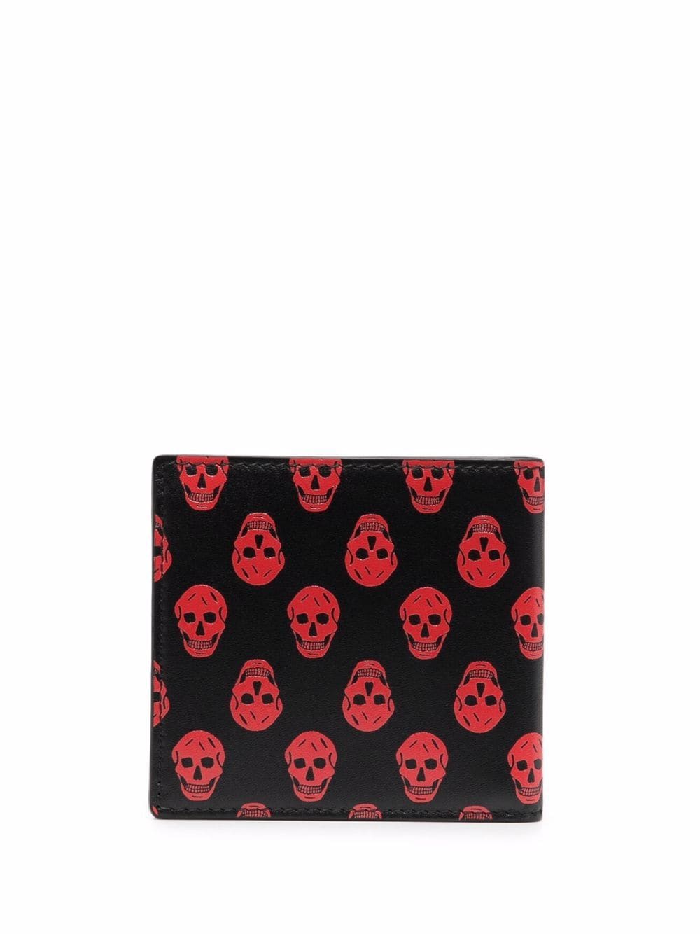 ALEXANDER MCQUEEN Skull-print leather wallet Black/Red - MAISONDEFASHION.COM