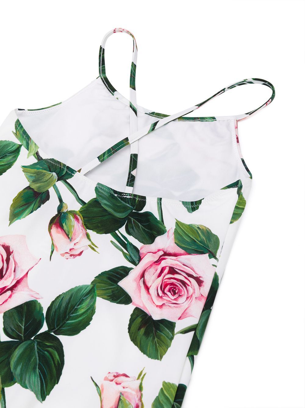 DOLCE & GABBANA KIDS Rose Print Swimsuit White - Maison De Fashion 