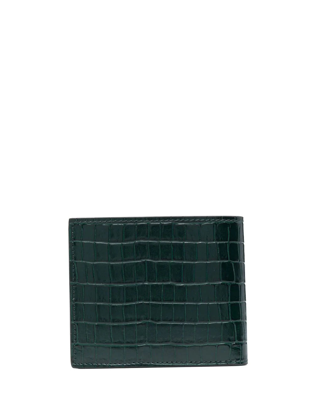 TOM FORD Logo-Print Croc Effect Wallet Green/Gold - MAISONDEFASHION.COM