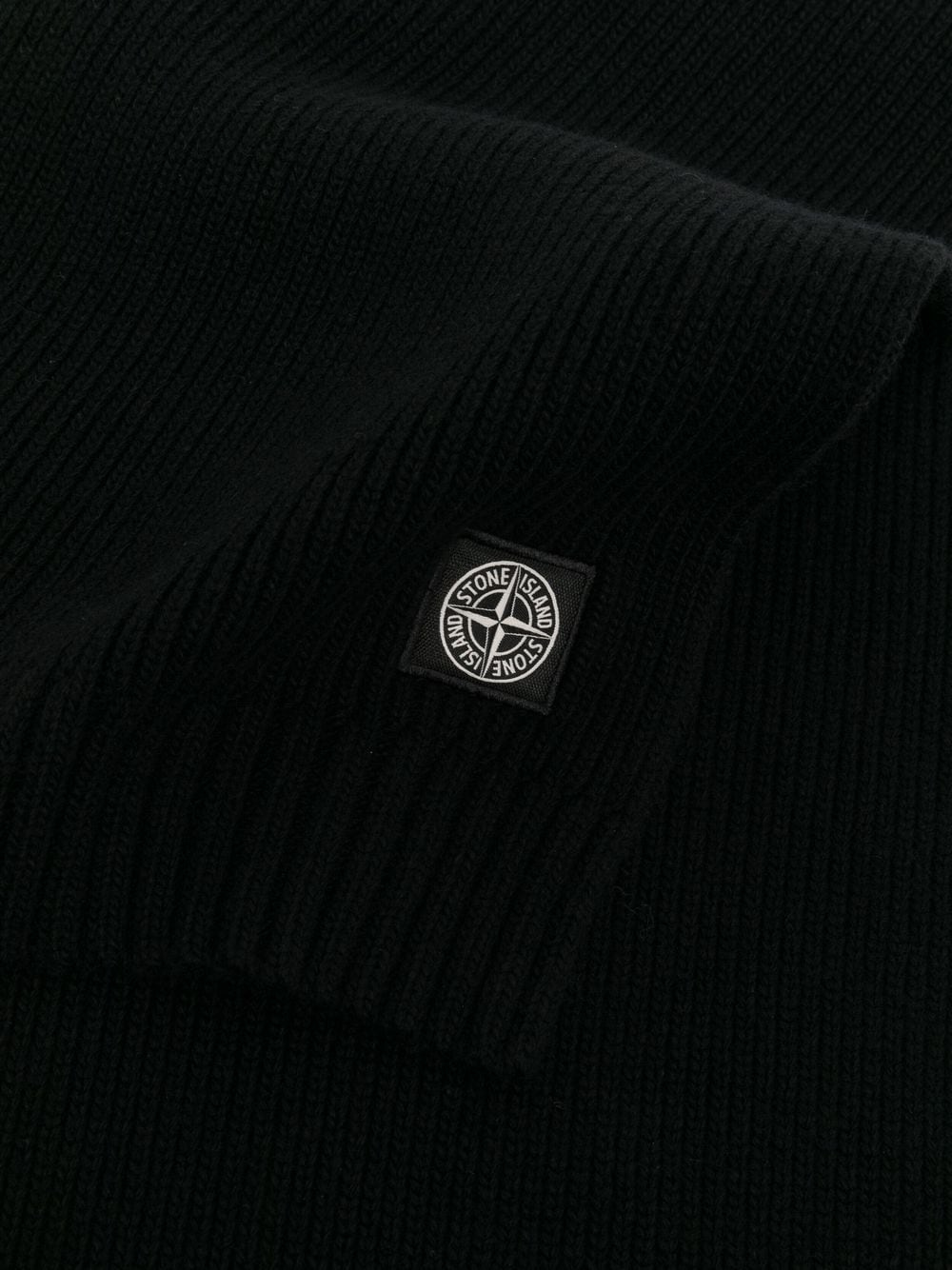 STONE ISLAND KIDS Logo Patch Scarf Black - MAISONDEFASHION.COM