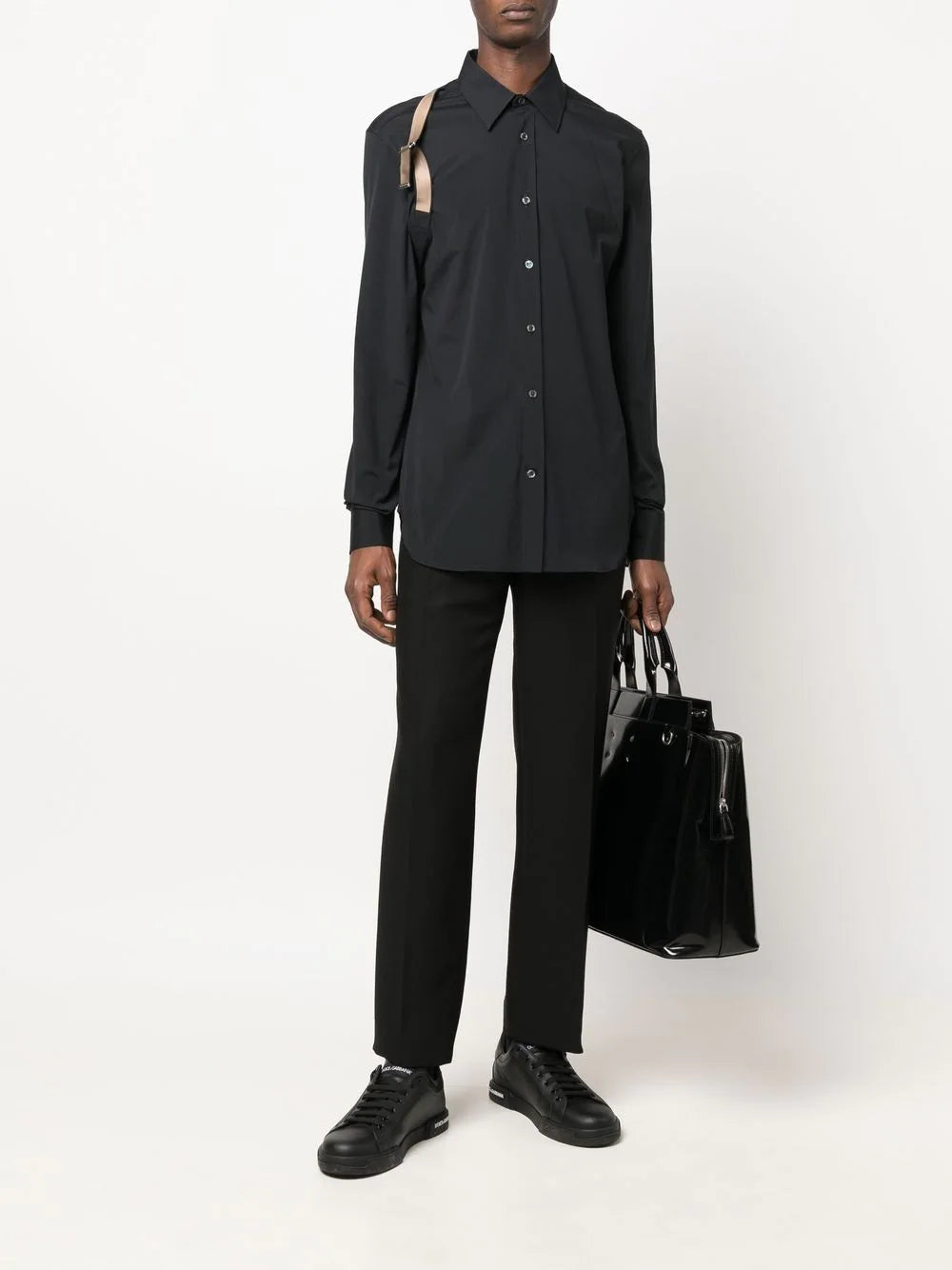 ALEXANDER MCQUEEN Signature Harness Shirt Black - MAISONDEFASHION.COM