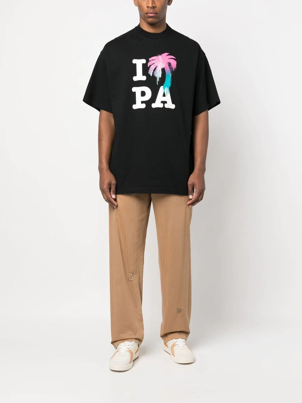 PALM ANGELS I Love Pa Classic Tee Black/Multi - MAISONDEFASHION.COM