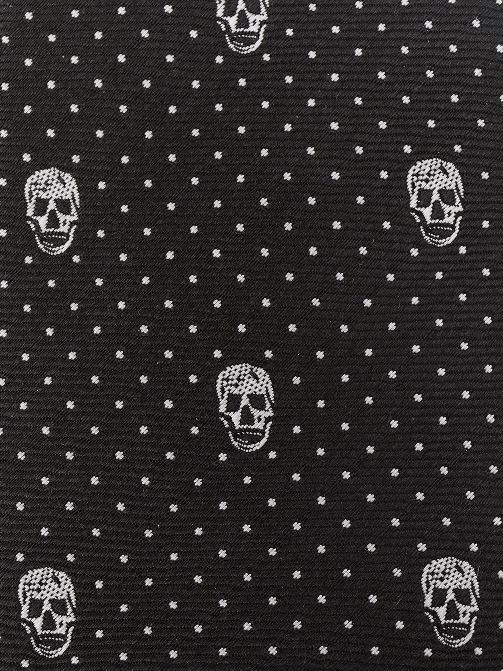 ALEXANDER MCQUEEN Skull Print Silk Tie Black/White - MAISONDEFASHION.COM