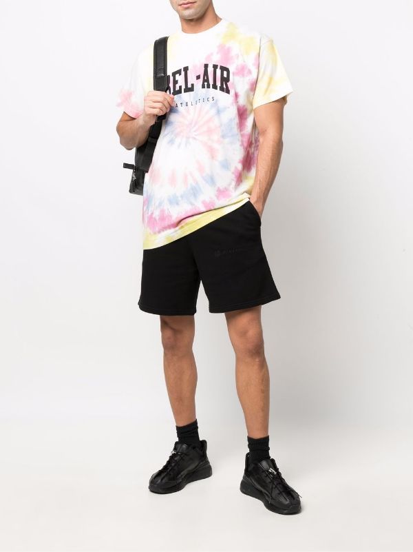 BEL-AIR ATHLETICS Logo Print Tie-Dye T-Shirt White - MAISONDEFASHION.COM