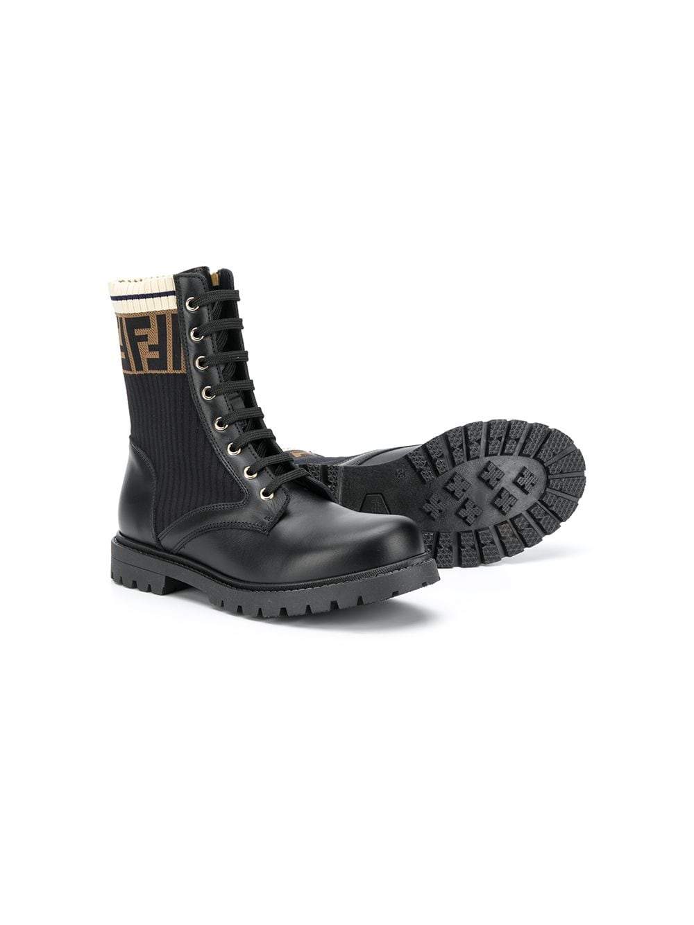 FENDI KIDS FF Logo Boots Black - Maison De Fashion 