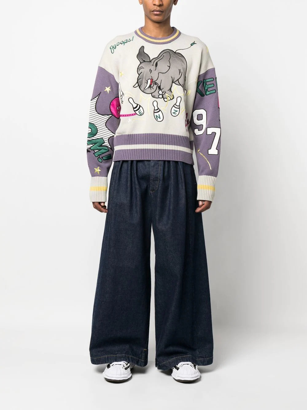KENZO Bowling Elephant Merino Wool Jumper Multi - MAISONDEFASHION.COM