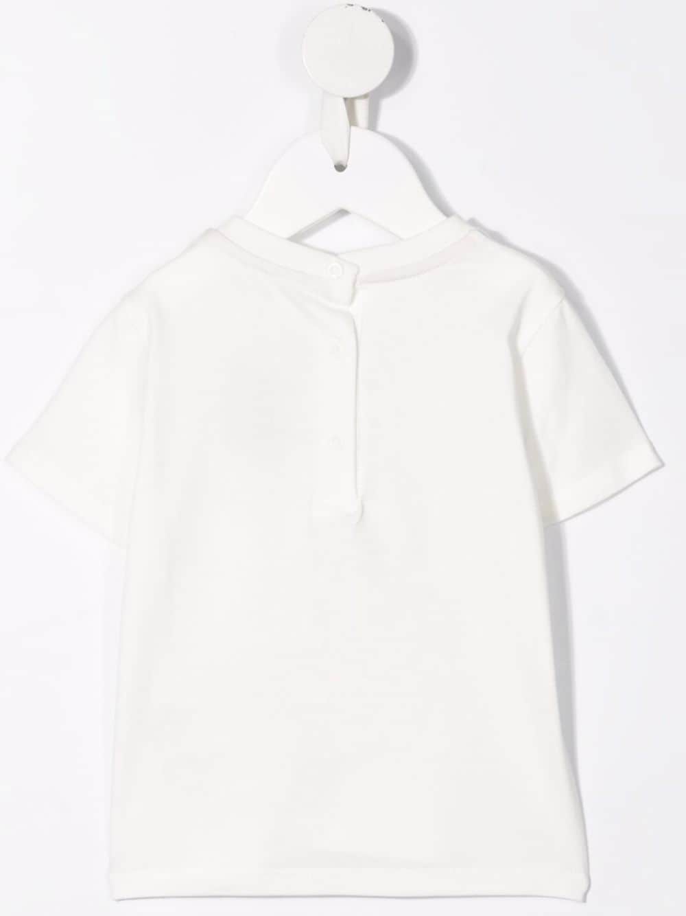 FENDI BABY Teddy Bear Logo Embroidered Pocket T-Shirt White - MAISONDEFASHION.COM