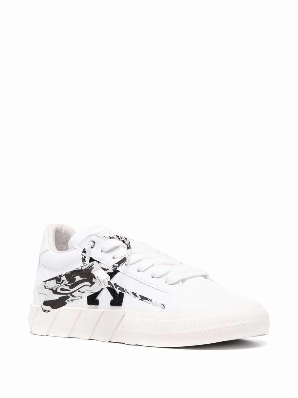 OFF-WHITE Low Vulcanized Ego Cannvas sneakers White/Black - MAISONDEFASHION.COM