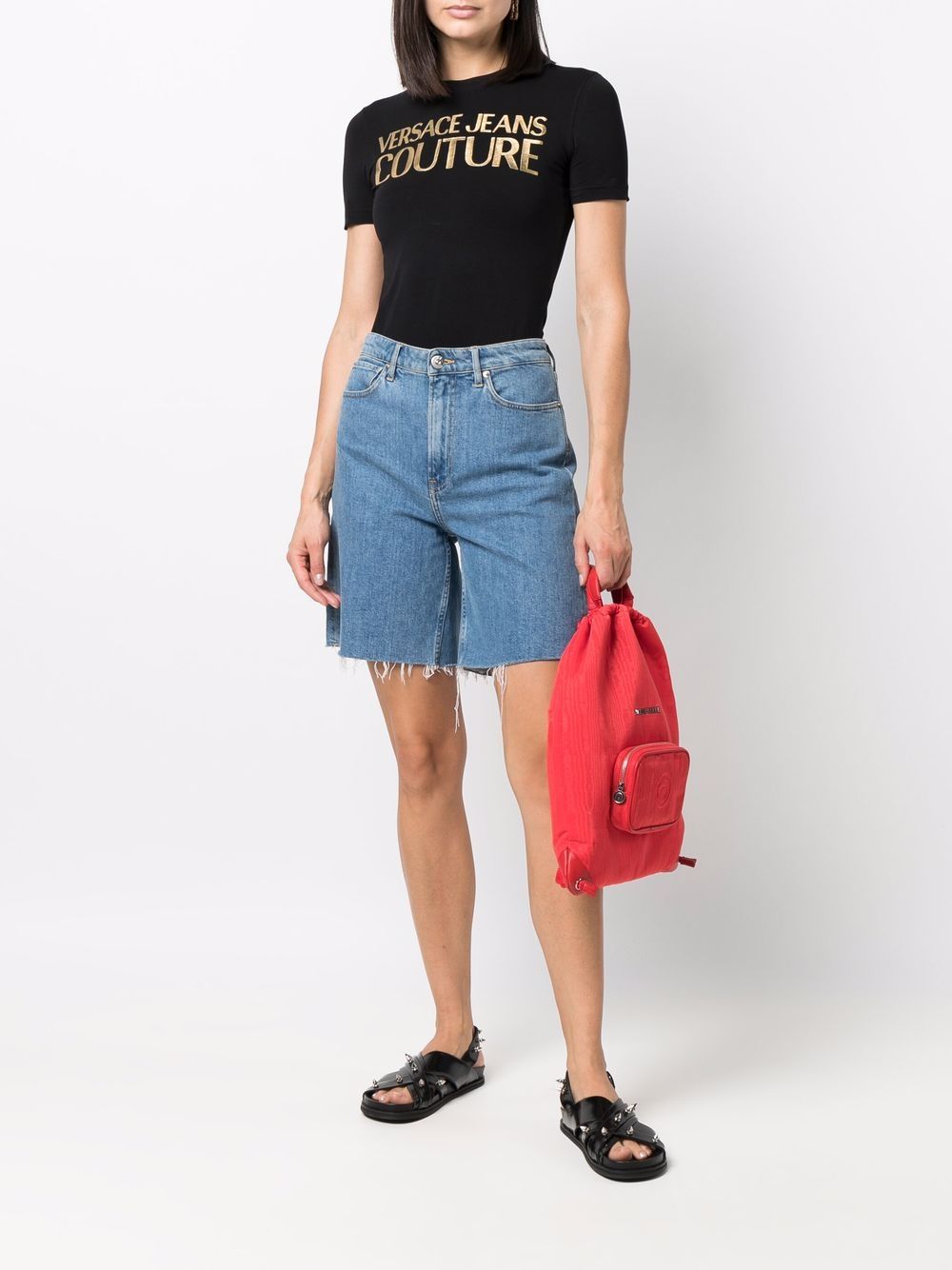 VERSACE Logo Print T-Shirt Black - MAISONDEFASHION.COM