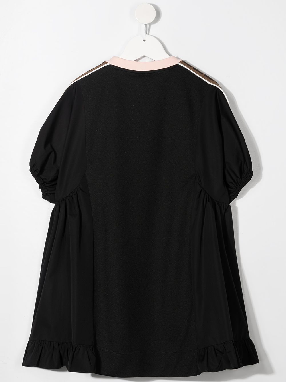 FENDI KIDS Logo-print Short Sleeve Dress Black - MAISONDEFASHION.COM