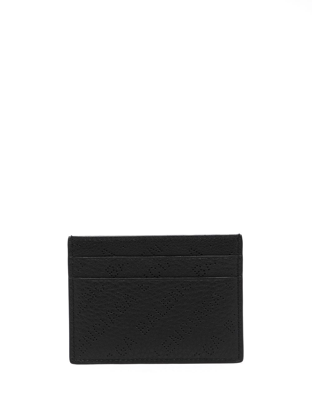 BALENCIAGA Perforated Logo Card Holder Black - MAISONDEFASHION.COM