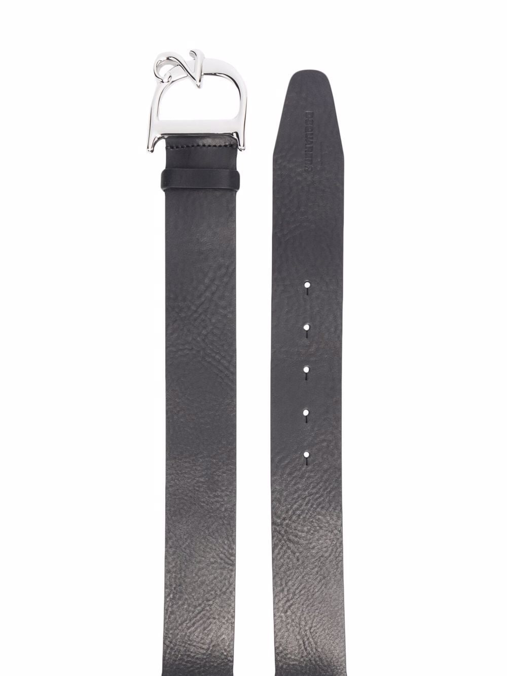 DSQUARED2 Logo-buckle leather belt Black/Silver - MAISONDEFASHION.COM