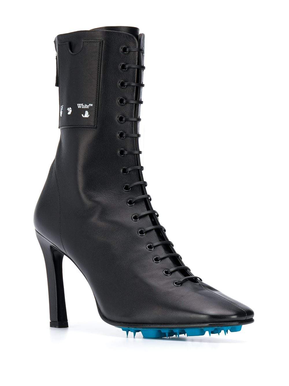 OFF-WHITE Lace-Up Leather Ankle Boots Black - Maison De Fashion 